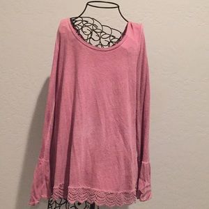 Women top shirt rose pink size large long sleeve